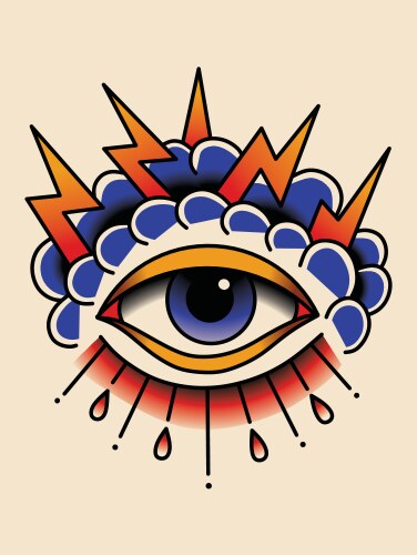 All seeing eye with cloud and lightnings Vector Image