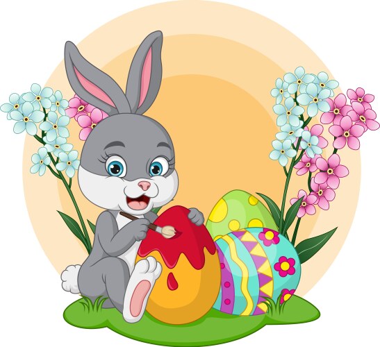 Cartoon little bunny inside a cracked easter egg Vector Image