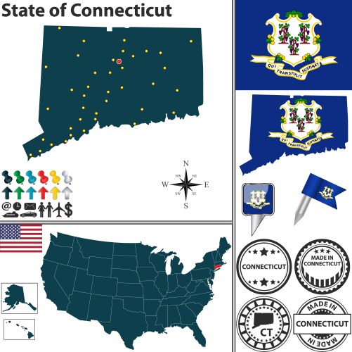 Connecticut State Map Vector Images (over 1,100)