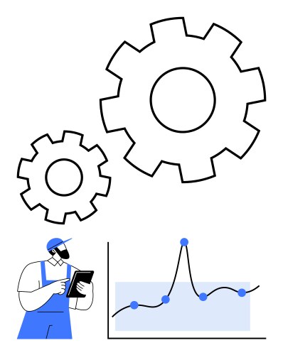 Efficient workflow management with data analysis vector image