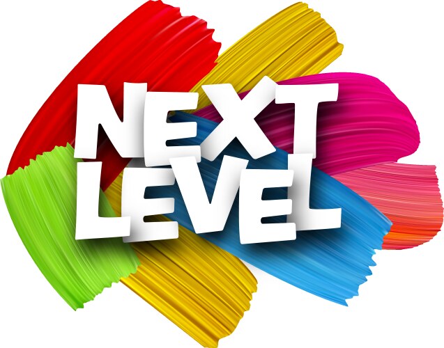 Next level paper word sign with colorful spectrum vector image