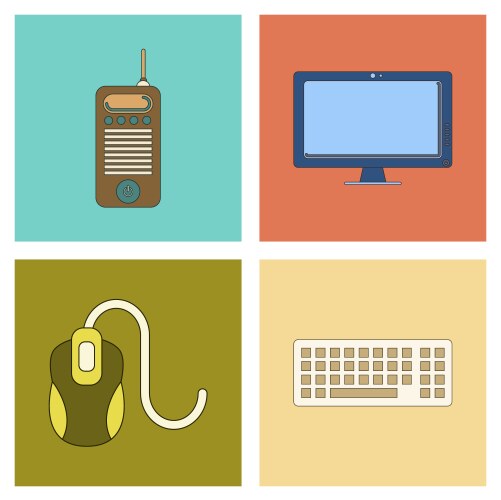 Assembly flat icon computer keyboard mouse monitor vector image