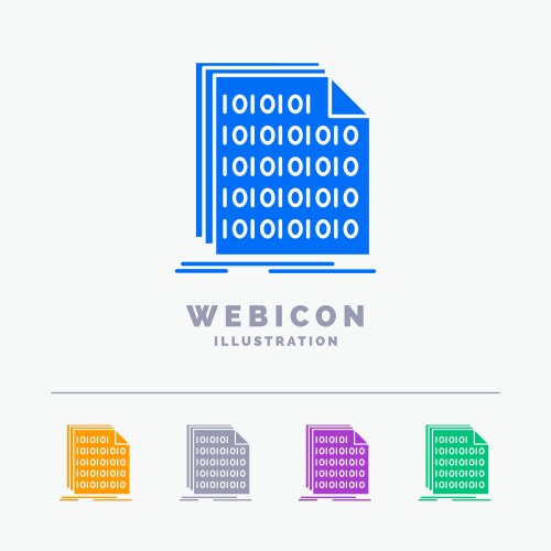Binary code coding data document 5 color glyph vektorbild