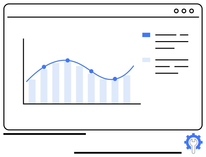 Interactive graph on web interface highlighting vector image