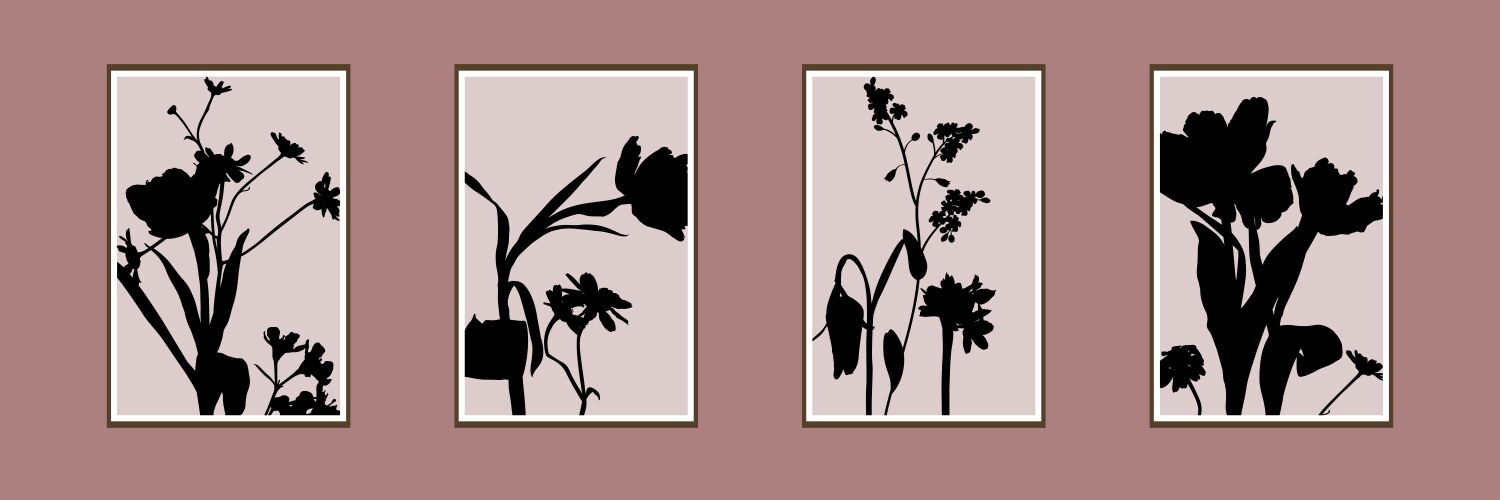 Botanical and abstract shapes wall art design Vector Image