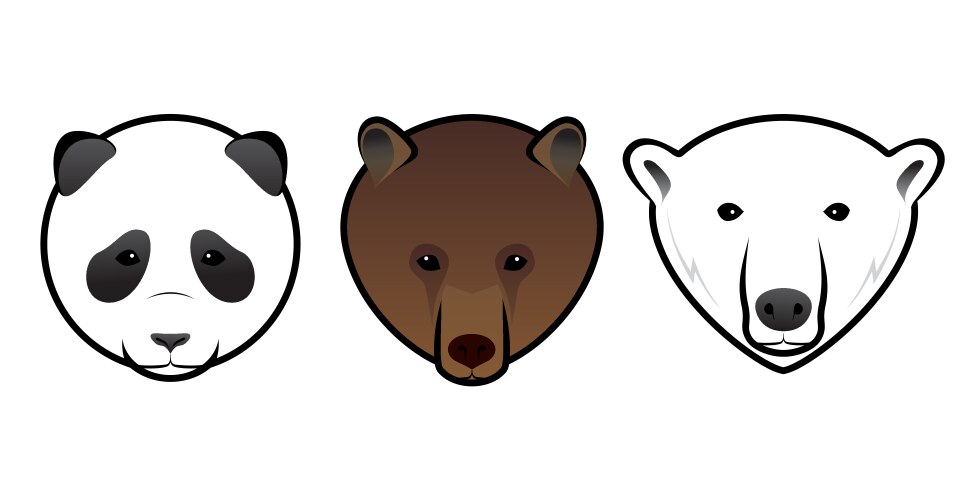 Cute panda bears flat set Royalty Free Vector Image