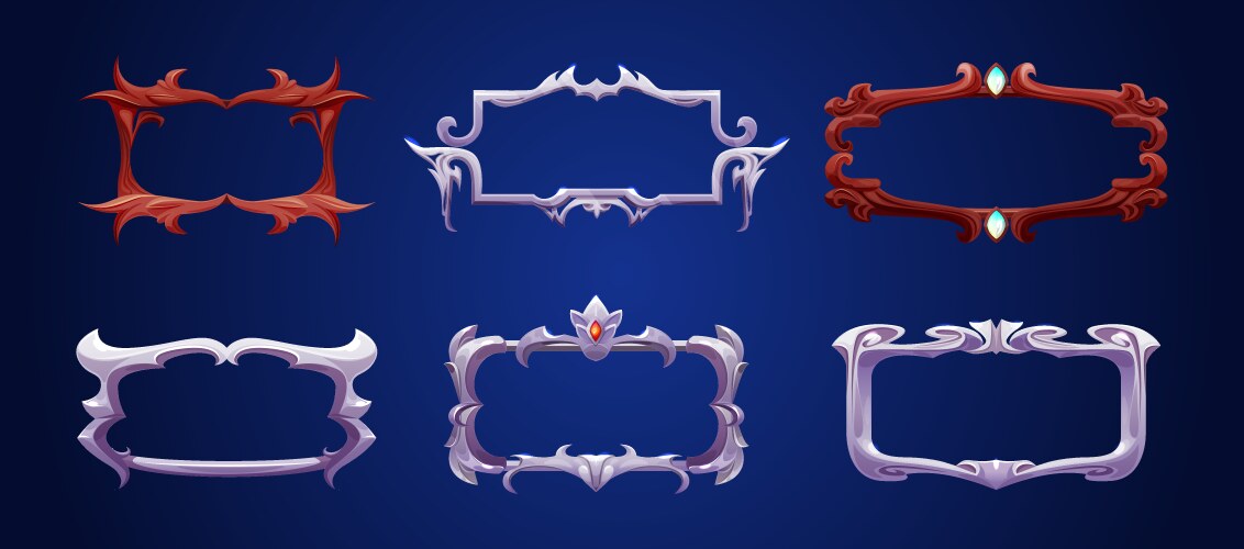 Cartoon set of medieval frames for game ui design Vector Image