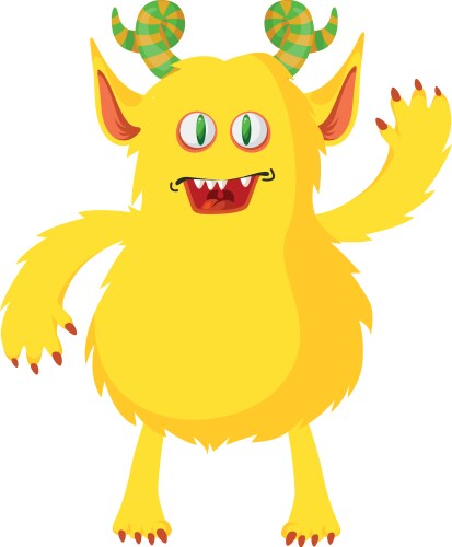 Cartoon furry monster icon isolated on white Vector Image