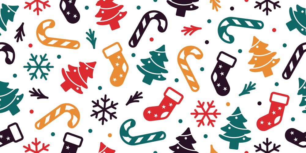 Christmas Socks & Snowflakes Pattern Vector Image