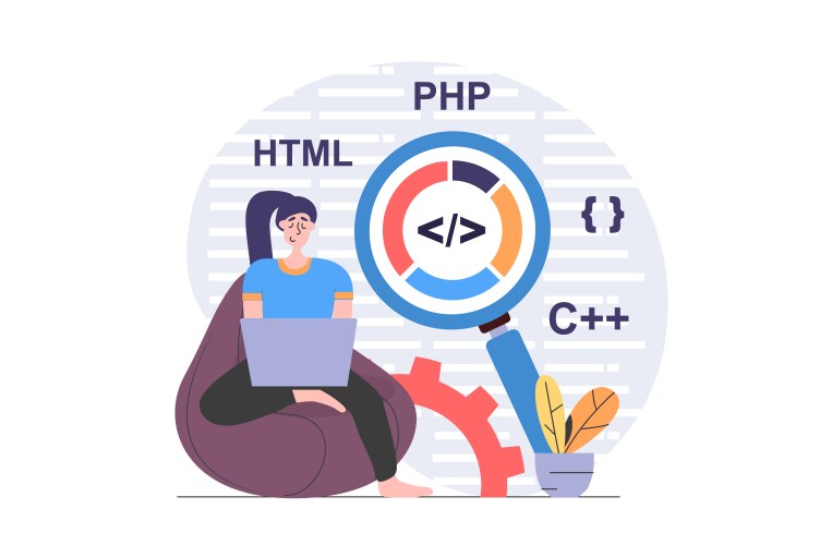 Programmers concept in modern flat design for web vector image