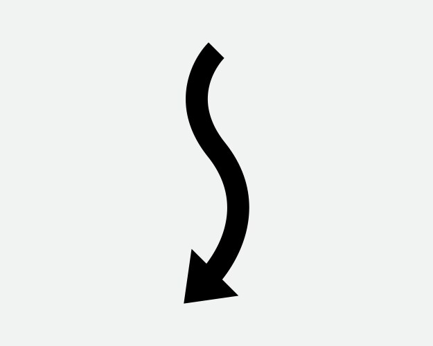 Wave arrow down left side icon pointer point curve vector image