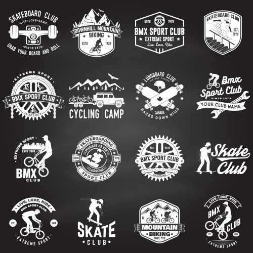 BMX & Skate Sport Club Badge Set Vector Image