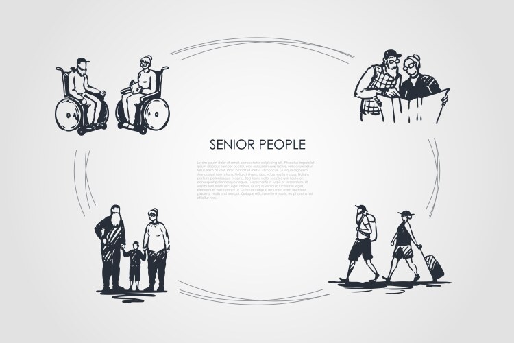 Senior people - old sitting on wheelchairs Vector Image