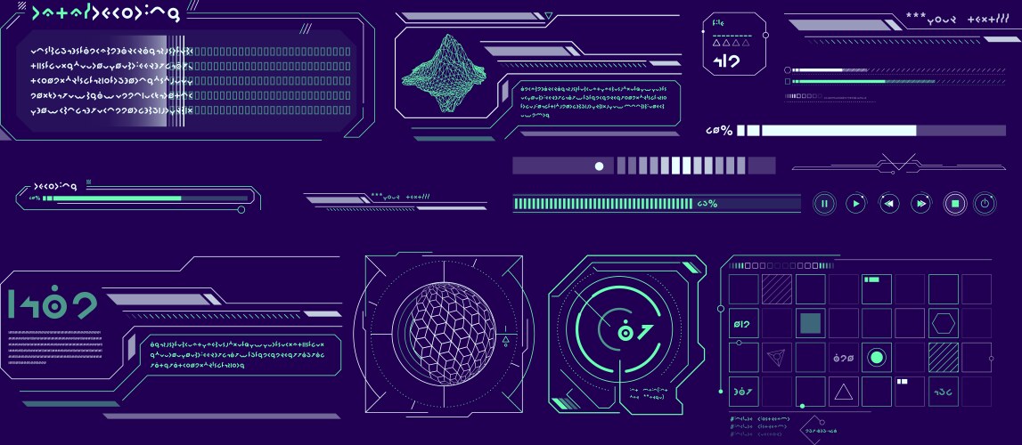 Hud sci fi user interface elements futuristic Vector Image