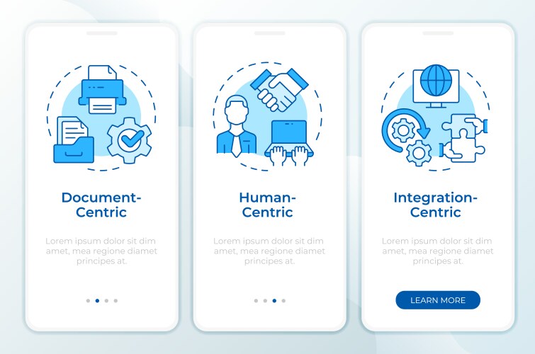 centric bpm systems blue onboarding mobile app vector image