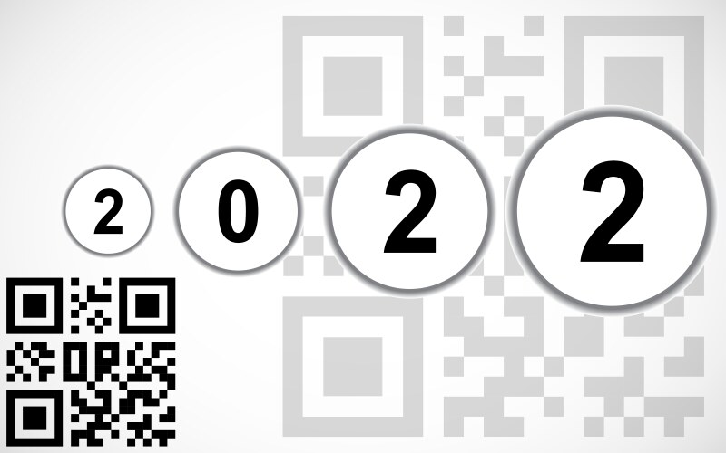 Happy new year 2022 text design with qr code vector image
