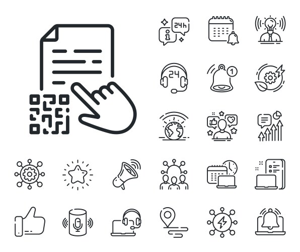 Qr code line icon scan barcode sign place vector image