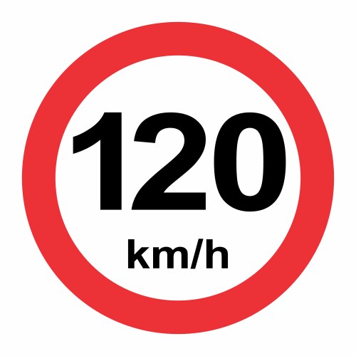 Speed limit 120 kmh traffic sign Vector Image