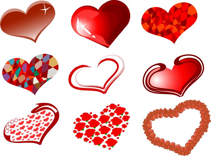 Vector Heart Set Heart set Royalty Free Vector Image - VectorStock