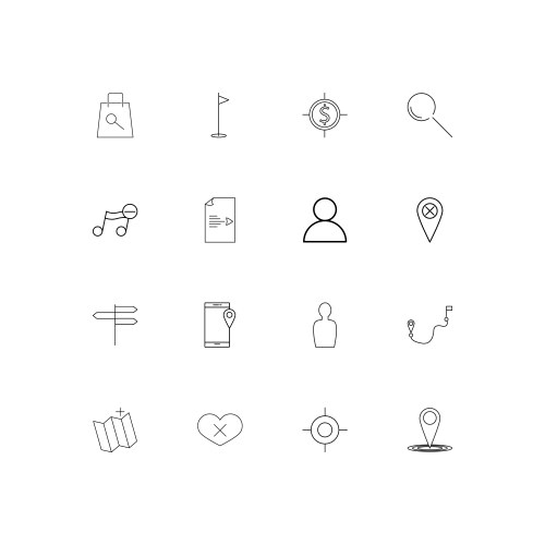Maps and navigation simple linear icons set vector image