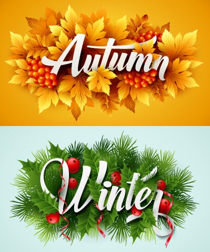 Autumn typographic fall leaf Royalty Free Vector Image
