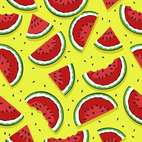 Watermelon fresh slices seamless background Vector Image