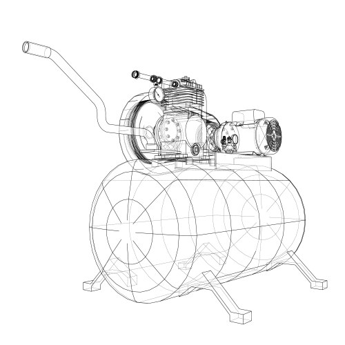 Outline air compressor Royalty Free Vector Image