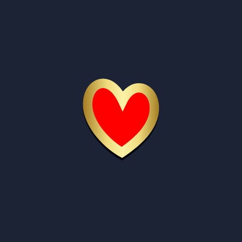 love heart valentine gold logo vector image