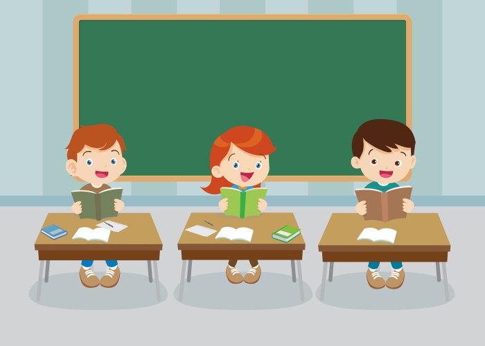 Students and teacher in classroom vector image