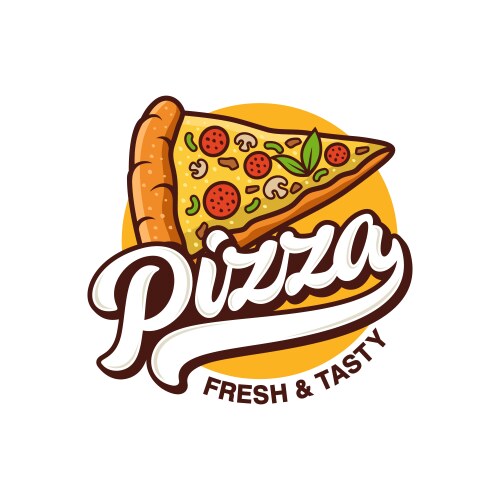 Pizzeria emblem on blackboard pizza logo Vector Image