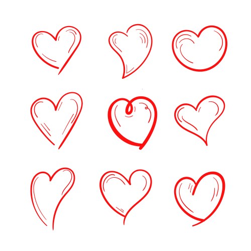 Set of red hand drawn scribble circles Royalty Free Vector