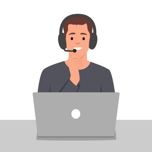 Smiling operator of call center in headset vector image