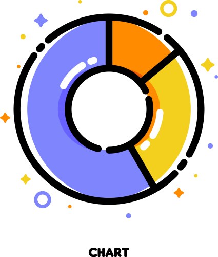 Icon of pie chart with 3 segments for presentation vector image