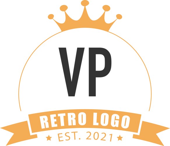 Initial letter vp circle king logo concept Vector Image