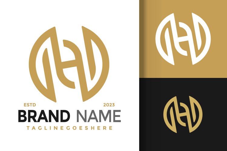 Letter nh or hn monogram logo logos design Vector Image