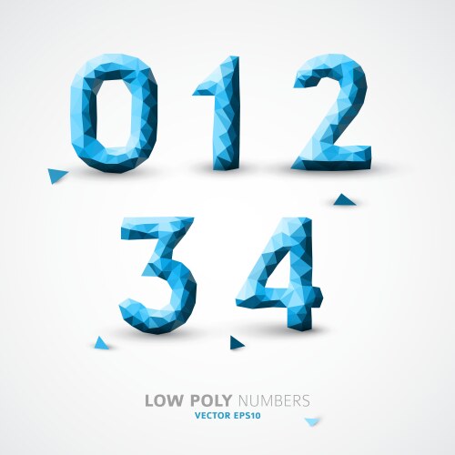Low poly wired numbers font Royalty Free Vector Image