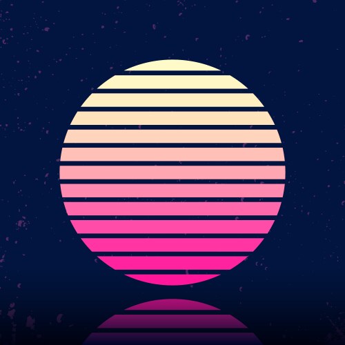 Retro sci-fi background with stylized sun vector image