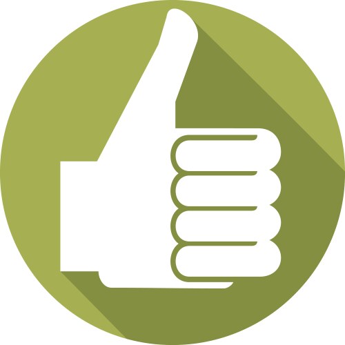 Thumbs up icon flat style Royalty Free Vector Image