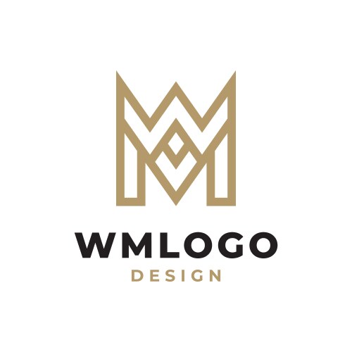 Initial letter wm or mw logo vector image