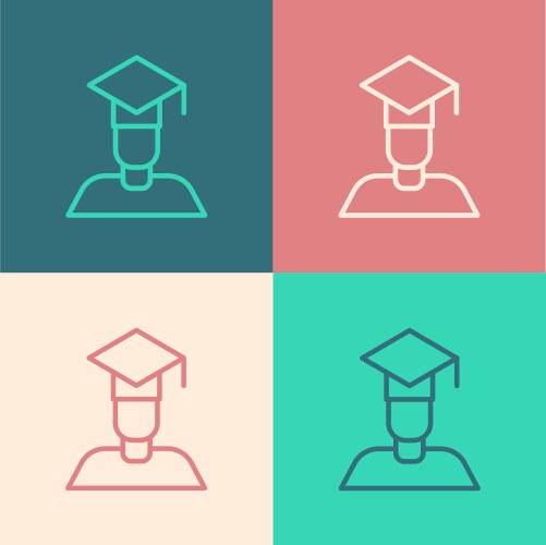 Pop art line graduate and graduation cap icon Vector Image
