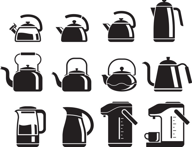Boiling water in aluminium kettle on gas flame Vector Image