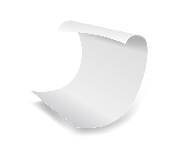 White paper sheet 3d realistic page with curved Vector Image