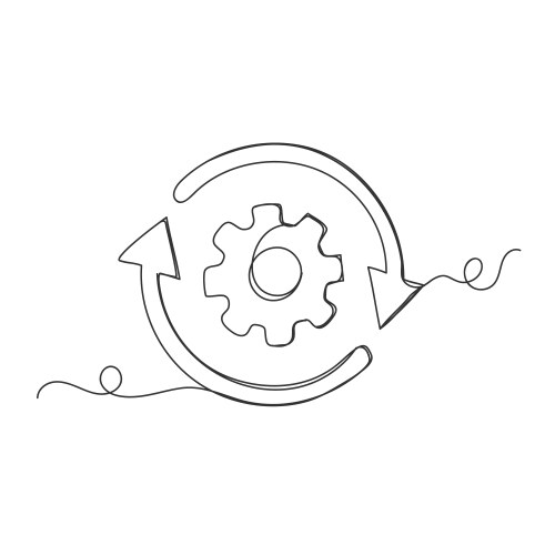 Continuous one line art refresh setting isolated vector image