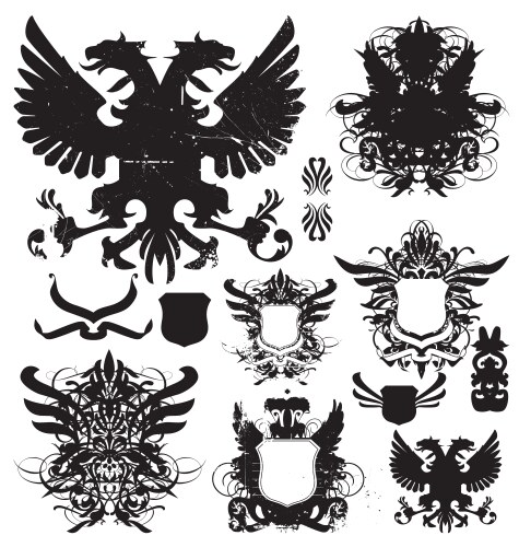 Heraldic animals medieval heraldry shields Vector Image