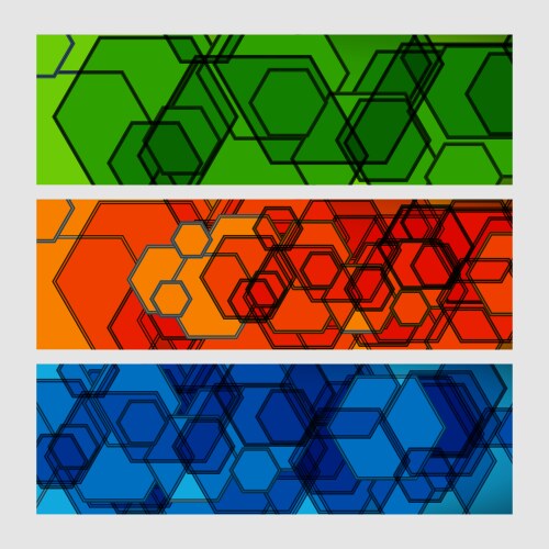 Set abstract modern pattern of hexagons circuits vector image