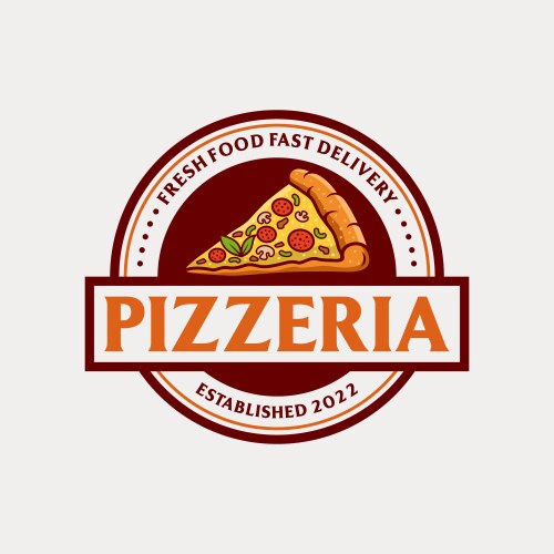 Pizzeria emblem on blackboard pizza logo Vector Image