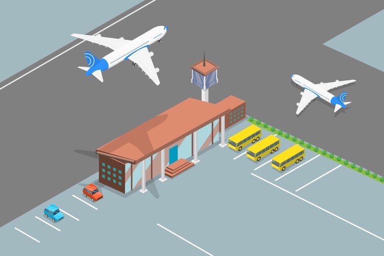 Airport isometric concept with passengers Vector Image