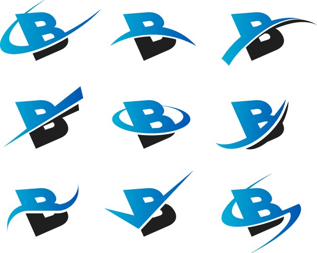 B Swoosh Logo Icons - Modern Wave Vector Image