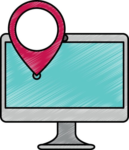 Computer with pointer location isolated icon vektorbild