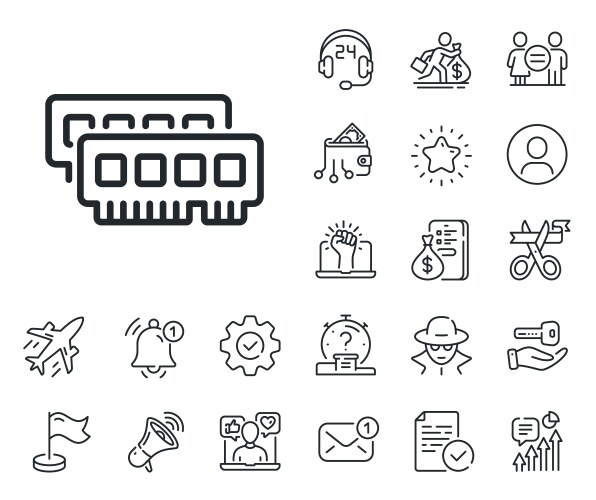 Ram line icon computer random-access memory vector image